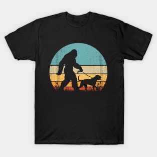 Bigfoot Sasquatch Walking Mastiff Dog Vintage Dog Lover T-Shirt